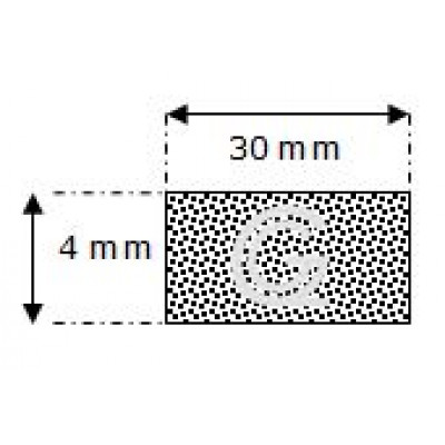 Rechthoekig mosrubber snoer | 4 x 30 mm | rol 50 meter